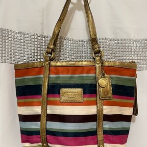Coach Legacy Striped Medium Tote